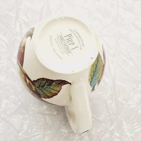 Pier 1 Macintosh Earthenware Creamer 12 oz pitcher 4" England apples cherries - Picture 7 of 11